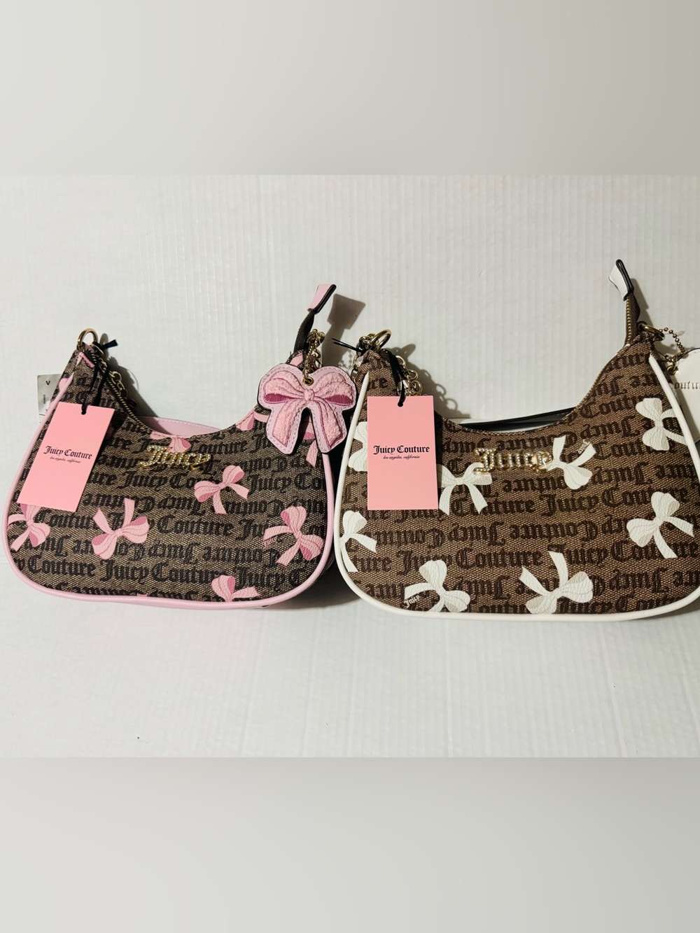 Juicy Couture simply sweet set of 2 coho  bags  with pink and white bows BNWT